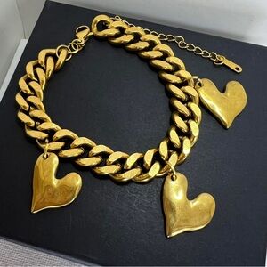 18k Gold Heart Trio Bracelet